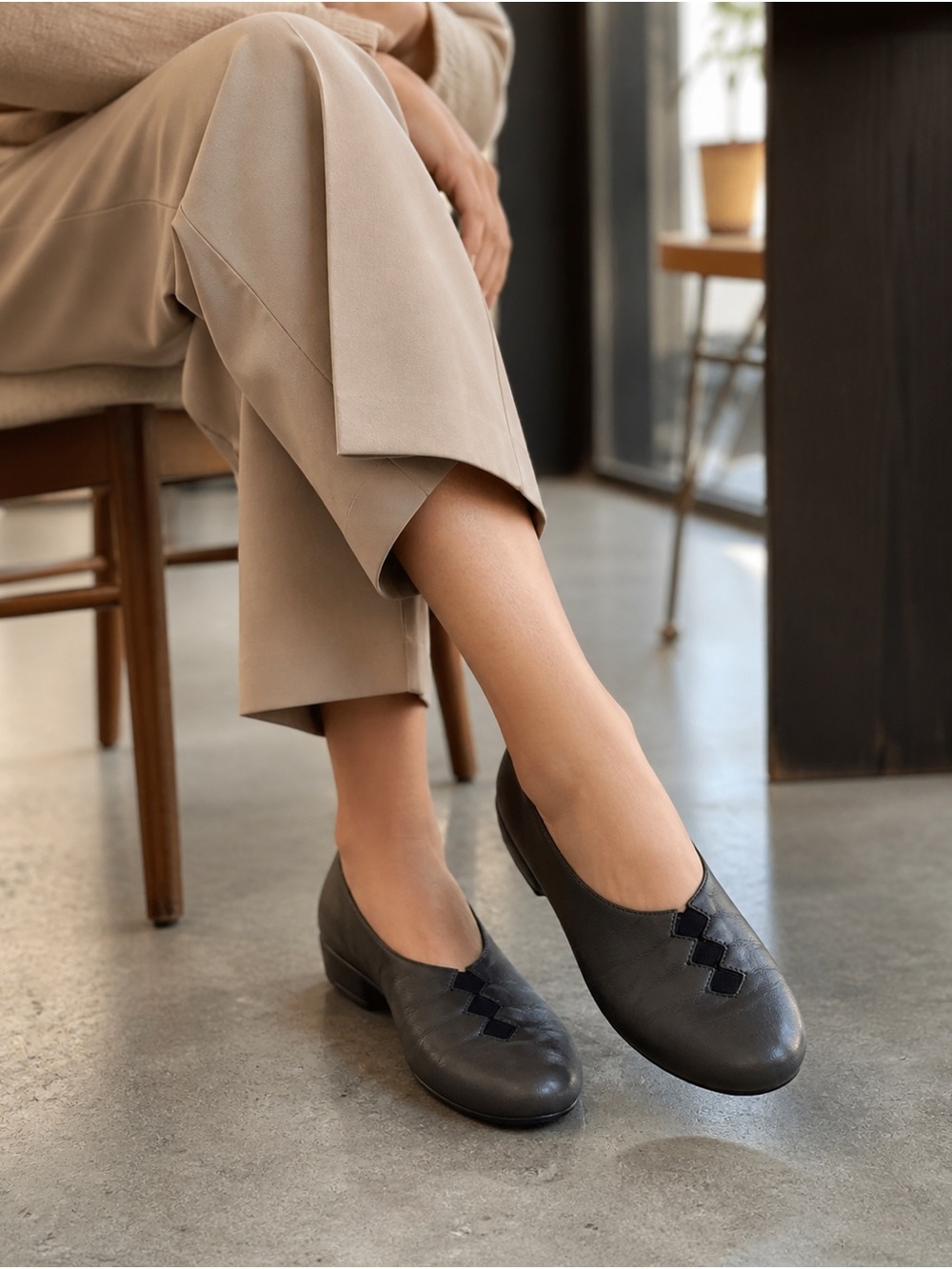 Thierry Rabotin Black Leather Slip-On Loafers